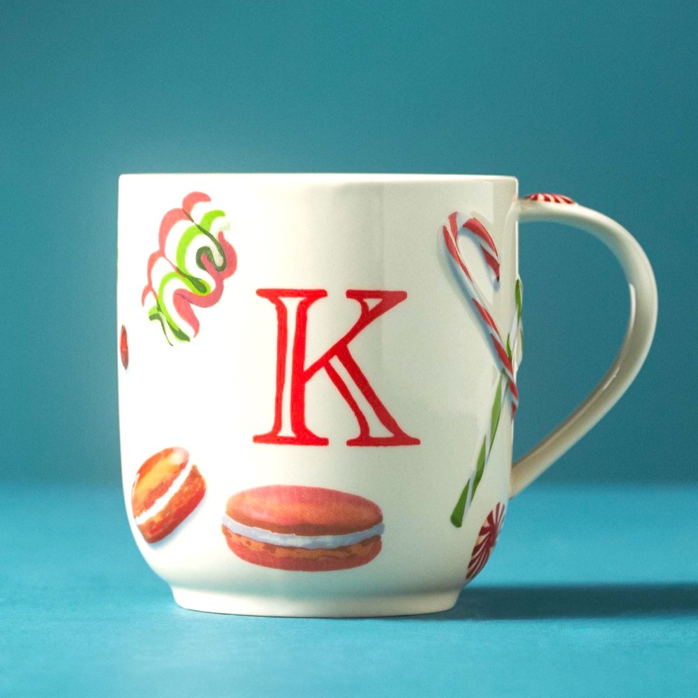Holifaye Stoneware Monogram Mug Letter “K” NWT